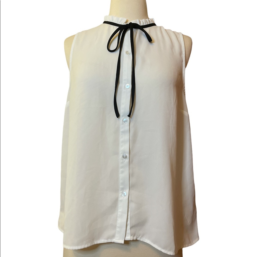 F21 White Blouse w/ Black Details